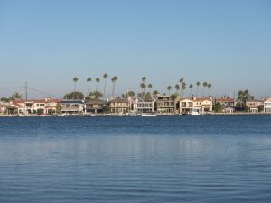 Alamitos Bay water with housing in background